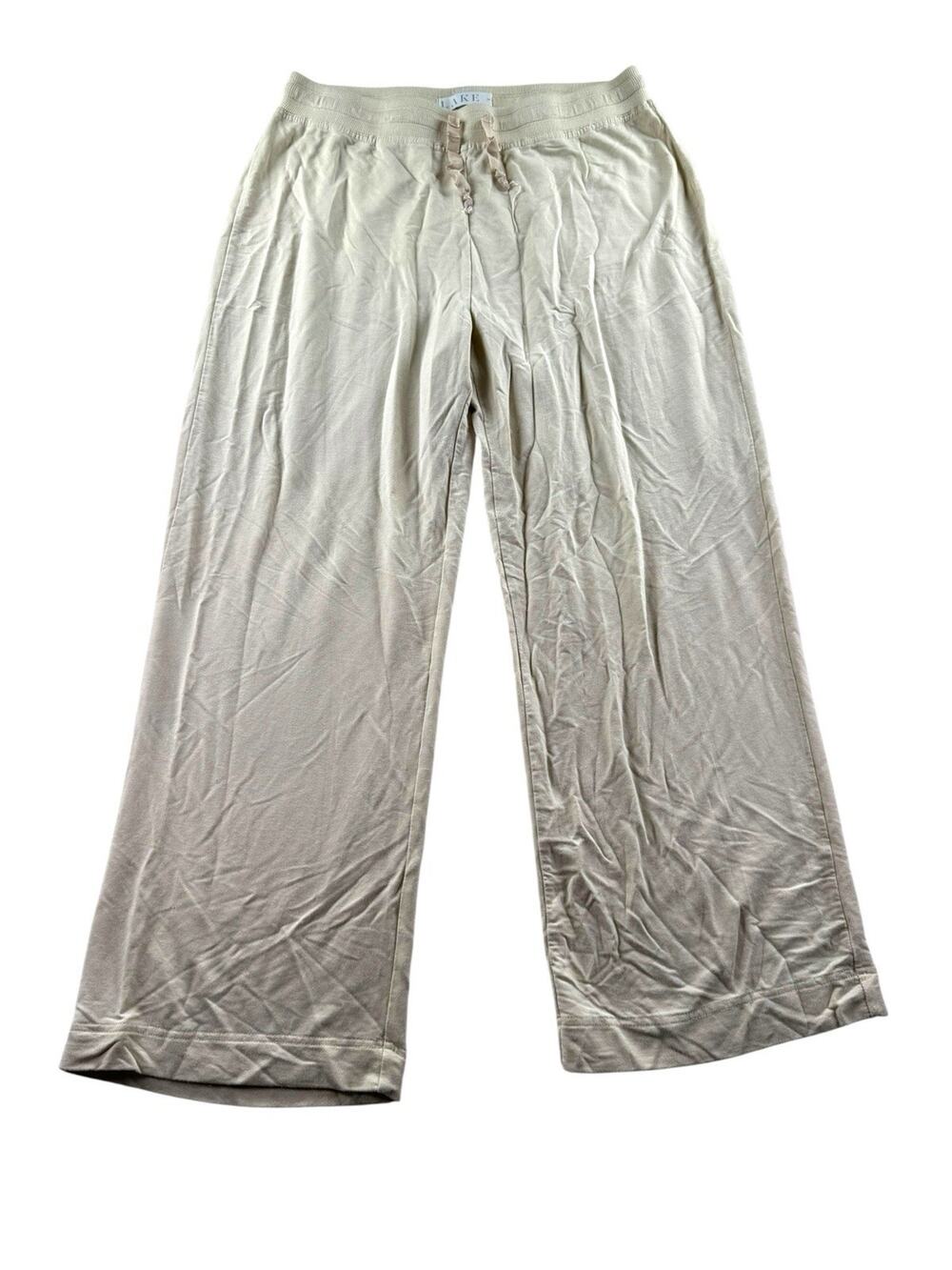 Lake Wide Leg Elastic Waist Lounge Pants M Beige Modal Soft Comfy Pajama Bottoms